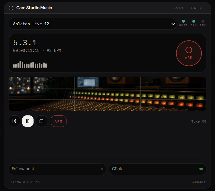 Plugin VST3 rodando dentro da DAW